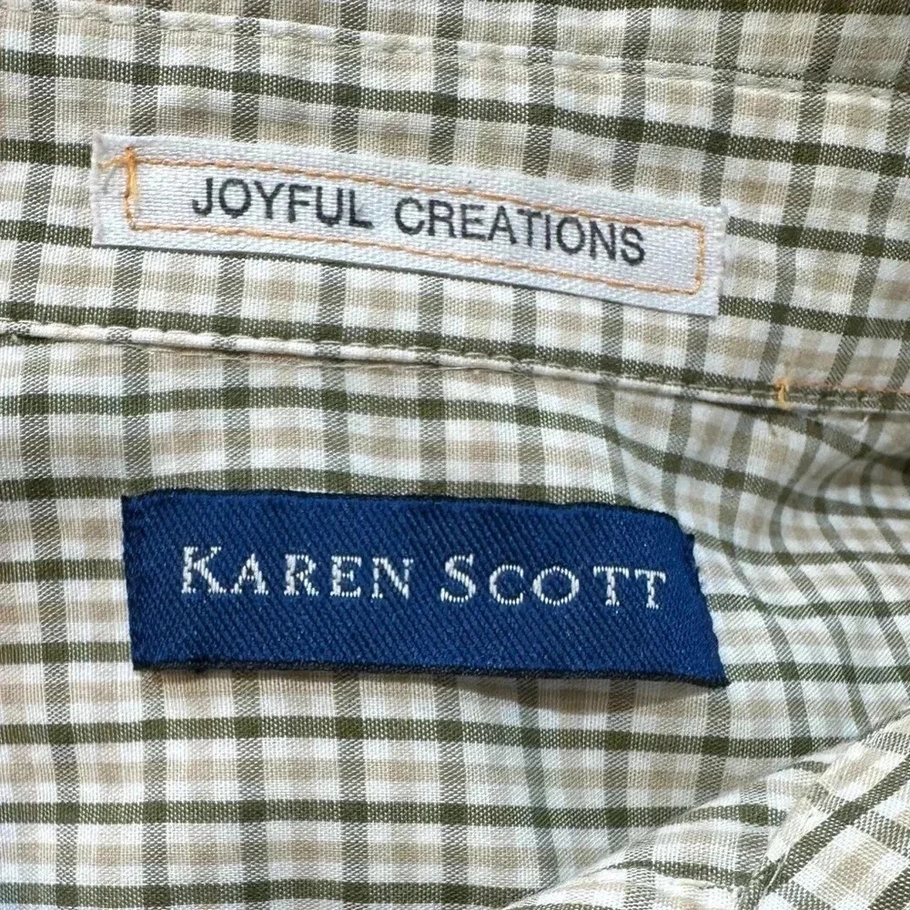 Karen Scott Long Sleeve Gingham Button Up Fall Festive Size XL - Picture 6 of 8